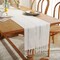 Rustic Farmhouse Style Linen Table Runner (Hemstitched Ivory) 13"W X 60"L